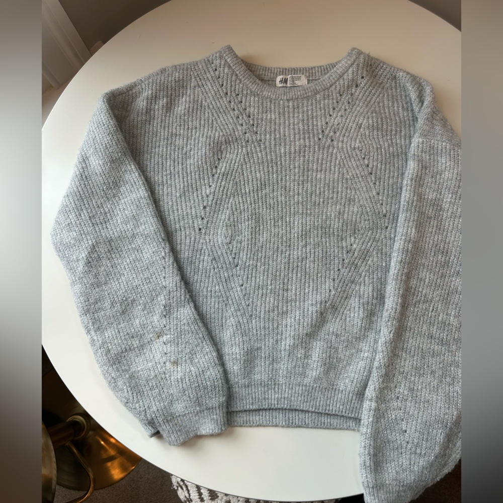 H&M Cozy Gray Knit Sweater with sparkle infused
Thread